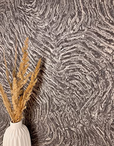 Newroom carta da parati marrone a motivo effetto 3D corridoio | Tonalità antracite con sfumature grigie, texture in rilievo, soggiorno, camera da letto, stile industriale loft