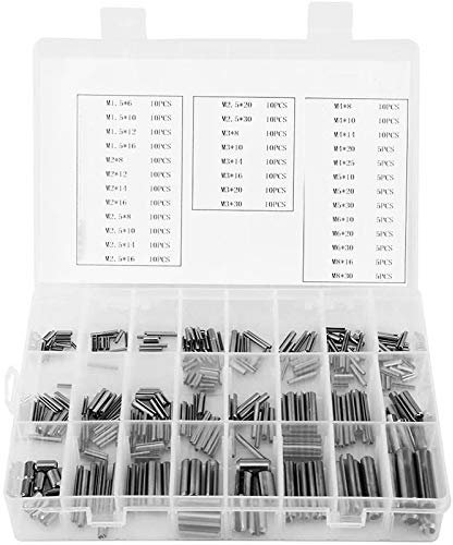 JNJOOD Kit Assortiment Broche un Ressort Sculpture en Acier Inoxydable 280PZ, Goupilles de Tension de Tension Chevilles un Ressort Divisé Boîte
