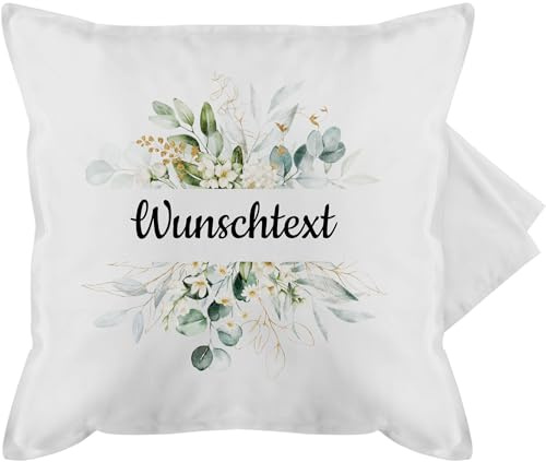 Kissenbezug - Aufdruck selbst gestalten - Wunschtext Text I eigener Text - 50 x 50 cm - Weiß - ästhetische kissenbezüge schriftzug kissen bedrucken lassen personalisierte blumen pillow spruch