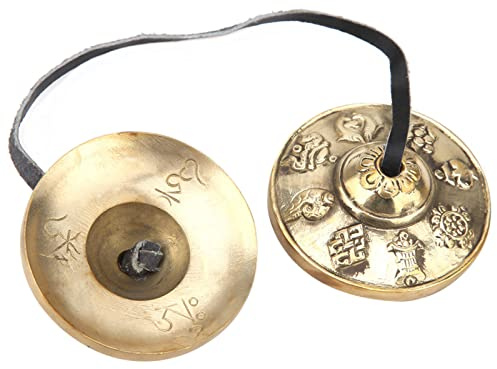Fyearfly Tibetische Meditation Glocke, Tibetan Tingsha Glocke mit Schönem Fall, für Klangheilung, Yoga, Meditation, Buddhistisches Percussion-Instrument Mit Solidem Riemen