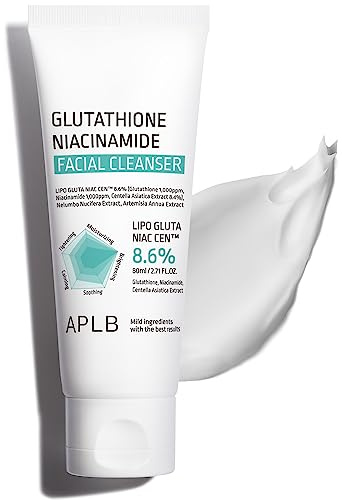 APLB Glutathione Niacinamide Facial Cleanser | LIPO GLUTA NIAC CEN™ 8.6% 2.71 FL.OZ/Korean Skincare, Cares for Tighten Pores & Sebum, Long lasting nourishment and deep moisture for soft skin