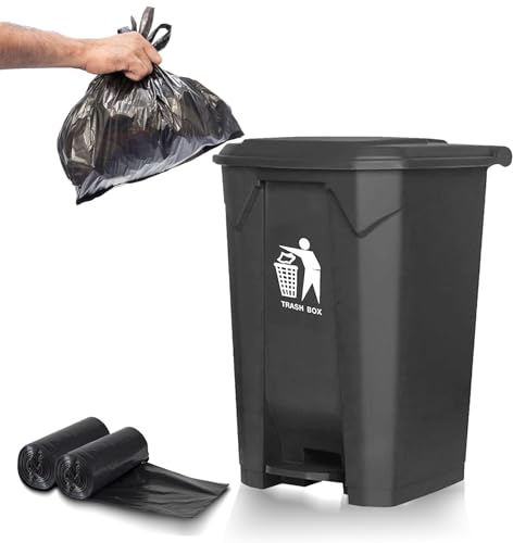 MMleYN 20/30/50L Cubos De Reciclaje Espesado De Basura Al Aire Libre Puede con Tapa Contenedor Basura con Pedal Eliminación De Manos Libres con 2 Rollos De Bolsas De Basura (Size : 50L)