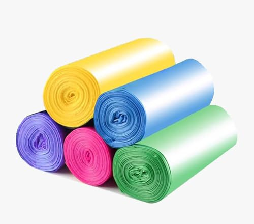 Medigy Lot de 10 rouleaux de sacs poubelle bio compostables extra résistants avec poignée, 10 rouleaux multicolores/200 sacs au total