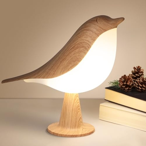 VoMii Petite lampe de chevet, lampe de bureau, veilleuse, lampe de table, commande tactile, sans fil, 3 couleurs, luminosité réglable, lampe de nuit portable pour enfants et adultes, joli cadeau