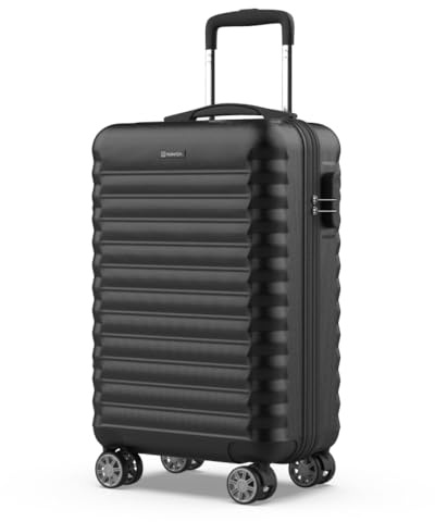 NUMADA - Maleta de Viaje Cabina 55x36x19cm (30L) Upfly XS con Cierre de Combinación y 4 Ruedas Dobles 360. Maleta de Mano Rígida Resistente, Ligera con Interior Compartimentado | Negro