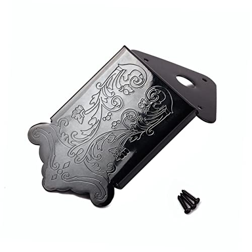 TOYANDONA 8-string Mandolin Tailpiece Triangle Chrome with Decorative Cover and Screws for Mandolin Part Replacement in Black