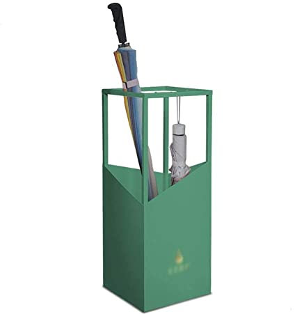 Ourdoor Regenschirmständer aus Eisen, tragbarer Regenschirmhalter mit Abnehmbarer Abtropfschale und Haken für den Innenhof zu Hause/Grün