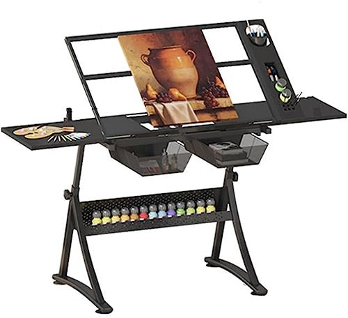 CASEGO Einteiliger Doppelbrett-Maltisch, großer Winkel, verstellbar, bequemer und praktischer multifunktionaler Heim-Maltisch (Basic)