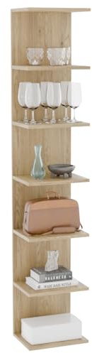 ComfortCove Wandregal, Bücherregal, Regal Einheiten, 7 Ebenen, Sonoma | Wandmontierte Einheit, Schwebende Regale, Bücherregal, Lagerung Ordner Regale für Schlafzimmer, Wohnzimmer, Bad, Küche, Büro
