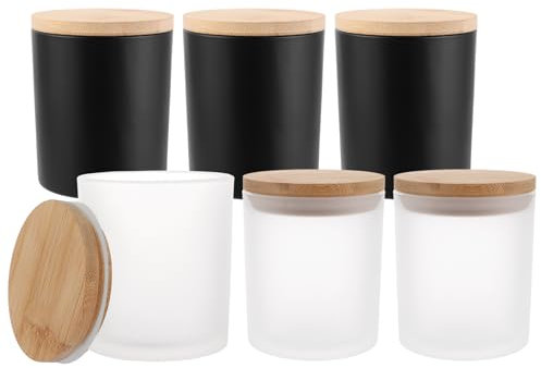 ZOFUN 6 Stück Kerzengläser für Kerzenherstellung, 200 ml Glasbehälter mit Bambusdeckel, Glas-Kerzengläser mit deckel, Kerzengläser Groß, Wattepads Aufbewahrung Badezimmer Organizer für DIY-Kerzen