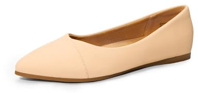 DREAM PAIRS Women's Casual Pointed Toe Ballet Comfort Soft Slip On Flats Shoes,Size 5,Nude-Nubuck,SDFA2442W
