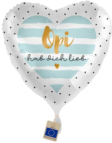 Folienballon Opi - hab dich lieb Ballon Großvater Geschenk Geburtstag Opa Grandpa Luftballon Made in EU & Germany - Helium geeignet