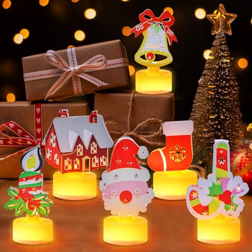 GAROMIA Lot de 6 Bougies Chauffe-Plat LED - Décoration de Noël - Fonctionne Avec Piles - Décoration de Table