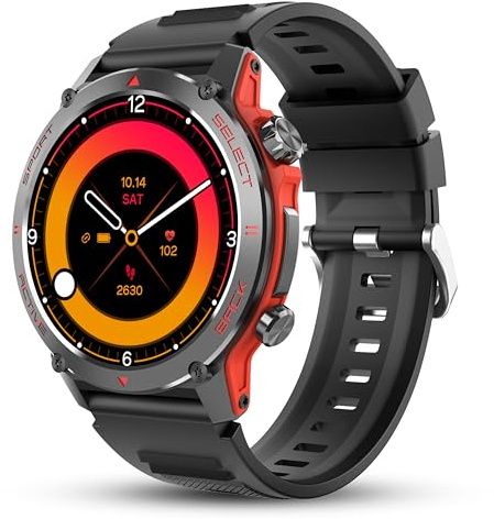 Popglory Smartwatch Uomo Donna, 1.43 AMOLED Orologio Chiamate, Orologio Digitale con Frequenza Cardia/SpO2/Pressione Sanguigna/Sonno/Contapassi, 110+ Sportive Fitness Tracker per Android iOS