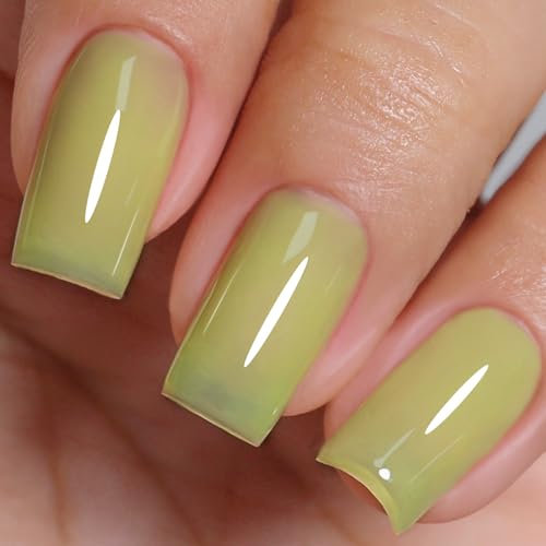 Imtiti Gel Nail Polish, Sheer Jelly Vibrant Green Color UV/LED Soak Off Gel Polish for DIY Nail Art Manicure and Pedicure at Home (0.34 Fl Oz-972)