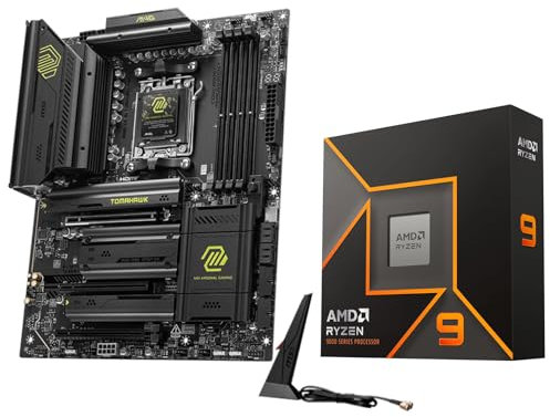Micro Center AMD Ryzen 9 9900X Processeur CPU avec carte mère MSI MAG X870 Tomahawk WiFi Gaming (AM5, DDR5, PCIe 5.0, M.2 Gen5, USB 40 Gbit/s, Wi-Fi 7, Bluetooth 5.4, LAN 5 Gbit/s, ATX)