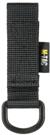 M-Tac MOLLE D-Ring Halterung mit Karabiner und Klettverschluss – taktischer Riemenclip zur Befestigung von Ausrüstung an Rucksack, Gürtel oder Plate Carrier, Ultraleicht und kompakt, Black