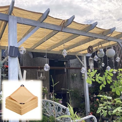 Telo ombreggiante beige per piante, 6 x 8 m, 90% protezione solare, con occhielli, per serre da giardino, vela, tenda da sole, resistente ai raggi UV (6 x 8 m)