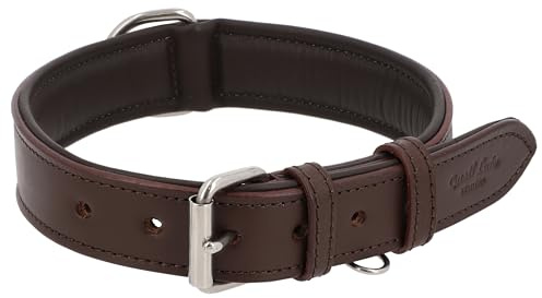 Gusti Hundehalsband Leder - Jacky Lederhalsband Hund Haustier Vierbeiner Größe L Dunkelbraun Leder
