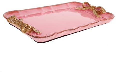OSOLADY Assiette à Collations Résine Avec Décoration Nœud Plateau Élégant Pour Bijoux Cosmétique Fruits Et Desserts Pour Cuisine Et Table à Manger Poudré