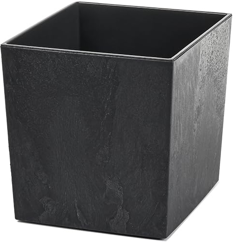 KONZEPT Blumenkübel mit Einsatz, XL 40x40x40 cm – UV-beständig & wetterfest, aus 100 % recyceltem Kunststoff – Pflanzkübel in schwarz Beton-Optik für Garten, Balkon & Terrasse
