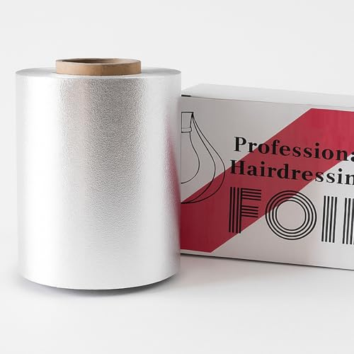 Silver Highlight Foil for Hairdressers - Embossed Aluminium Foil for Hair Dyeing - Professional Roll with Cutting Edge - for Dyeing, Highlights, Perms and Versatile Applications in Salon or Home - 50