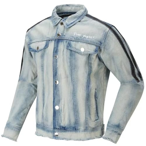 CBBI-WCCI Hombre Moto Chaqueta Vaquero para Motocicletas Impermeable y Duradero en Todas las Estaciones con 5x CE Protector (FR/ES, Letras, L, Regular, Regular, Ligero Azul)