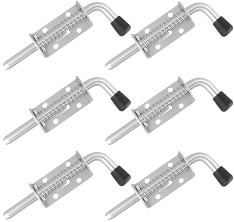 SINJEUN 6 Pestillos de Resorte de Acero Inoxidable 304, 128 mm, con Muelle de Compresión, para Puertas y Portones, Plateado