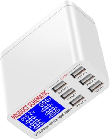 GRIRIW Estación De Carga USB De Puertos LCD Display Adaptador De Corriente Multipuerto para Cargador Pro Base Cargador para Dispositivos Electrónicos