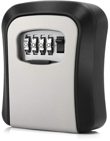 Flosfjylo Key Safe Wall Mounted,Key Lock Box with Combination Lock, 4-Digit Code for Secure Outdoor Key Storage (A Phillips screwdriver is included)