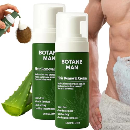 Haarentfernungscreme für Männer: Schnell und sanft, mit natürlicher Aloe-Vera-Formel, feuchtigkeitsspendend und pflegend, für glatte und weiche Haut. Geeignet für Gesicht, Körper und Intimbereich.