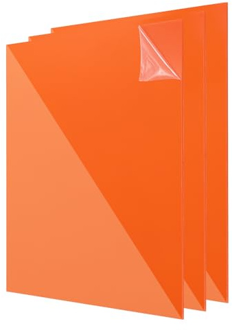 QUARKZMAN 3Pcs Acrylplatten 8x8 Zoll Acrylpanel 1/8 Zoll-3mm Kunststoffplatte Für Bilderrahmen Schildhalter DIY Ausstellungsprojekte Bastelarbeiten Klar Orange