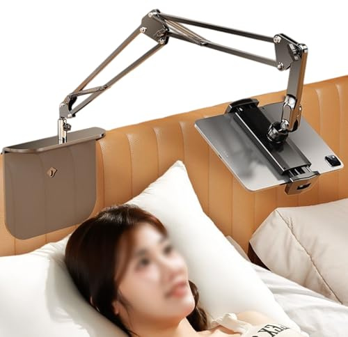Soporte para tablet cama, tablet para cama, soporte de pie giratorio 360° y ajustable, soporte de soporte sin pinzas con base grande para tabletas, teléfonos u otros dispositivos de 4 a 13 pulgadas