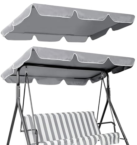 Gemsaya Hollywoodschaukel Dachbezug, Ersatzdach Hollywoodschaukel, Universaldach Hollywoodschaukel Wasserdicht, Sonnendach für Hollywoodschaukel (Dunkelgrau, 195x125x15cm)