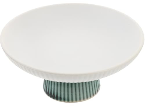 BRIGHTFUFU Frutero Pequeño de Porcelana Color Crema Base Vintage, Bandeja para Servir Aperitivos y Frutos Secos, Plato Multiusos para Cocina y Comedor, Adecuado para Snacks y Postres