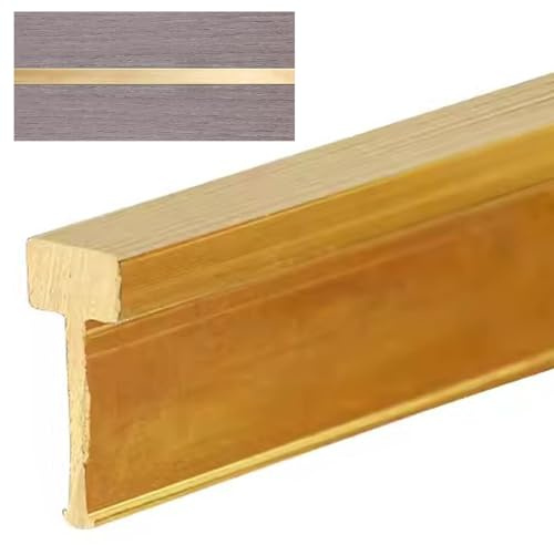 Übergangsprofil aus gebürstetem Messing - T-Profil zum Verbinden von Fliesen an Holz, Eingangstüren, Laminatboden Schwellenabdeckung