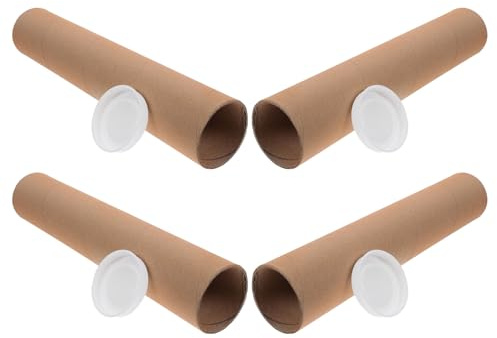 Gadpiparty Pack de 4 Tubos de Envío Redondos de Papel Kraft Marrón para Almacenamiento Organizado y Protección Resistente de Carteles y Planos en Oficina o Tránsito