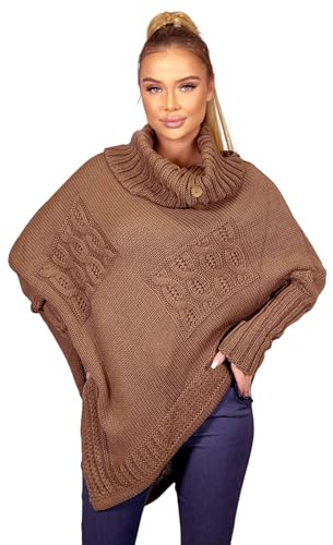 Mississhop Poncho Strick Sweatshirt Pullover Umhang Überwurf