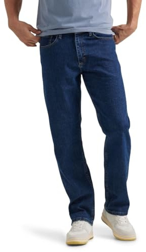 Wrangler Authentics Men's Comfort Flex Waist Relaxed Fit Jean, Dark Stonewash, 46W x 30L