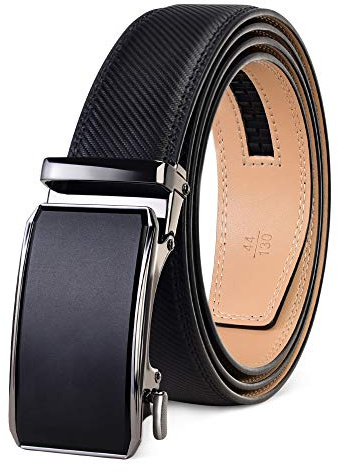 PlusZis 28-68 Men's Leather Ratchet Dress Belt Big And Tall With Automatic Buckle