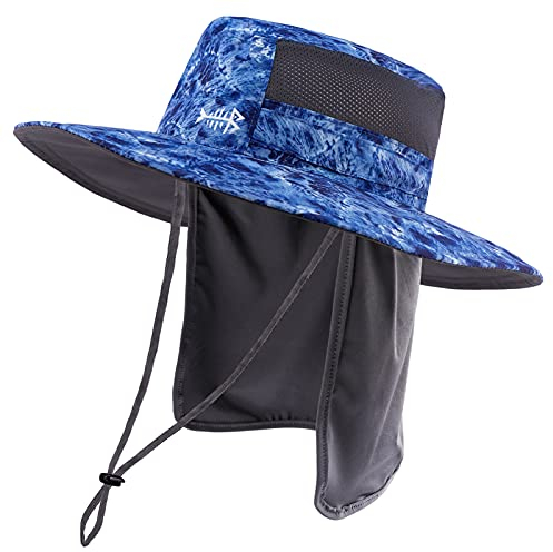 Bassdash Sonnenhut Fischerhut Bucket Hut UPF 50+ UV-Schutz Wasserdichter taktischer Angelhut mit breiter Krempe Einstellbare Größe mit Abnehmbarer Halsklappe für Männer und Frauen