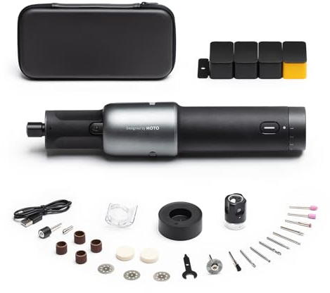 HOTO 4V Cordless Rotary Tool Kit, Powerful Engraving Pen, 25000RPM, 5 Variable Speed, 35 Accessories, LED Light, USB-C Rechargeable, for 3D Printer Sanding, Polishing, Drilling, Carving, DIY Crafts