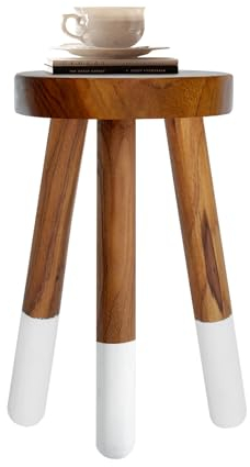 JOLLYMER Teak 22,9 cm runder Pflanzenständer | Holz-Thekenhocker | getauchter Pflanzenständer aus Holz, Erhöhung | Holz-Akzent-Hocker ||Akzenttisch | Beistelltisch | (40,6 cm hoch (1 Pack))