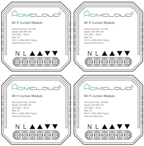 Homcloud Confezione da 4 di Modulo Smart Tapparelle Intelligente Wi-Fi da incasso per scatola elettrica 503, controllabile da APP, Alexa o Google