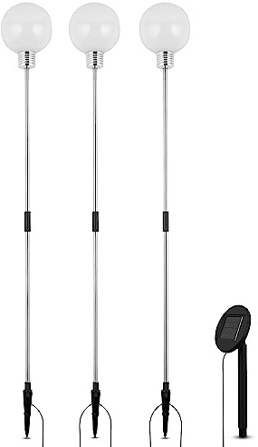 REV – Solcellslampor för utomhusbruk – set om 3 – höjd 80 cm – 3 000 K – 3 lm – perfekt trädgårdsdekoration – IP44 (vit)