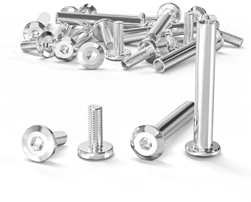 ORTAVA 10 Stück Verbindungsschrauben M4 x 30 mm (10 x Möbelschrauben, 10 x Hülsenschrauben), Edelstahl A2 V2A Schrankverbinder, Möbelverbinder, Schränken, Holzbrettern