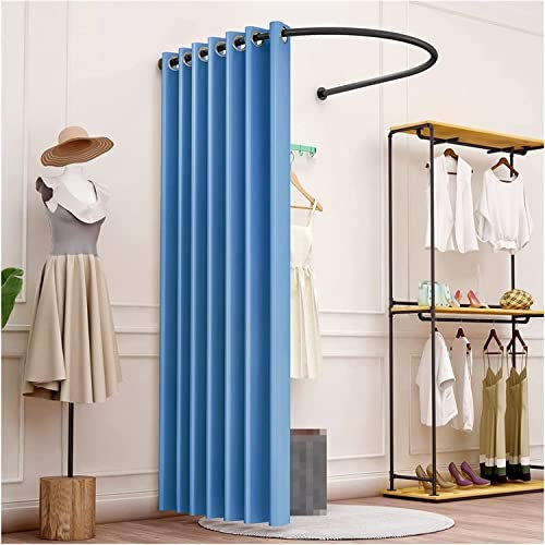 Mode-Umkleidekabinen, tragbare Umkleidekabine, Bekleidungsgeschäft, Sichtschutz, bewegliche Umkleidekabine, U-förmige Halterung, Ankleidezimmer für Schlafzimmermöbel im Innenbereich (blau, 100 x