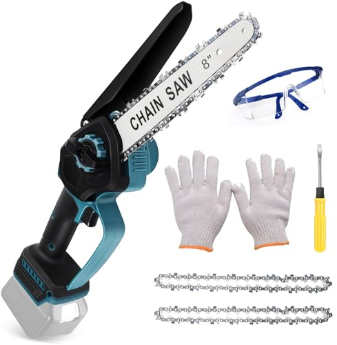 WingFly Mini Motosierra 8 Pulgadas Compatible con Makita 18V Batería, Motosierra Sin Escobillas con 2 Cadenas, Motosierras Eléctrica Inalámbrica de una Mano (Sin Batería)