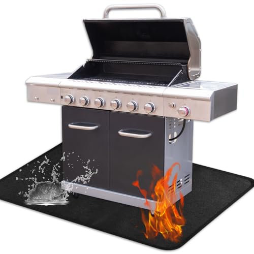 OTYMIOW Tappetino per Griglia Ignifugo Esterno 75 x 120 cm Riutilizzabile Tappeto Ignifugo Barbecue da Esterno Grande Tappetino Pieghevole per Braciere Barbecue Pavimento Patio Prato Campeggio Camino