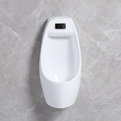 GMBAYUE Orinatoio Parete con Sensore, Orinatoi in Ceramica, Orinatoio Maschile Anti-Schizzi, Risparmio Idrico for Uso Domestico/Commerciale, Facile Installazione, Scarico Nascosto
